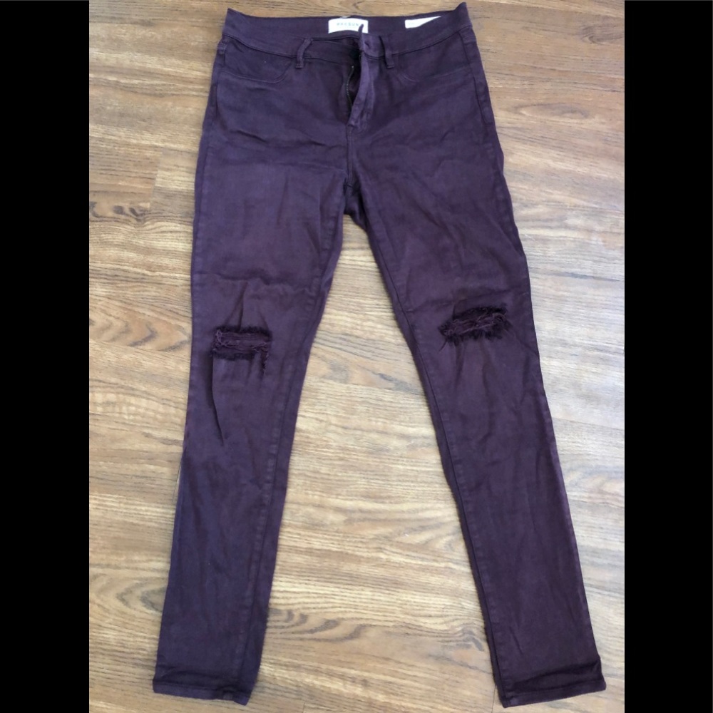 Pacsun Distressed Maroon Jeggings